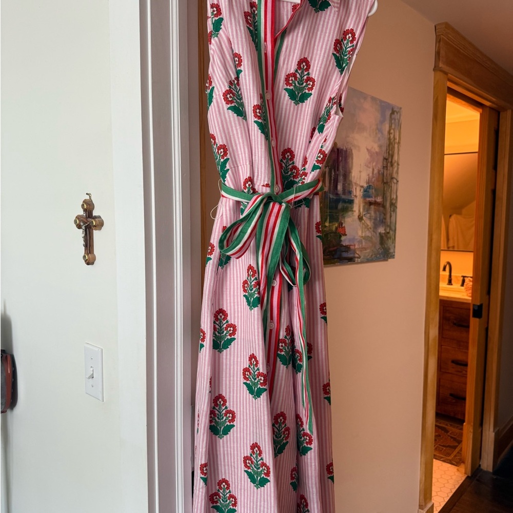 Boden Pink and Green Floral Maxi Dress